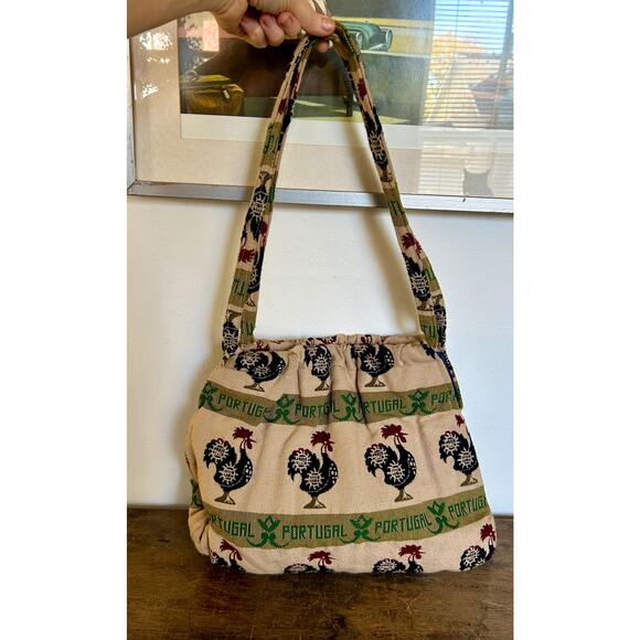 Vintage Portugal Rooster Tote and Matching Change Purse/Clutch | Shoulder Bag - Picture 4 of 7